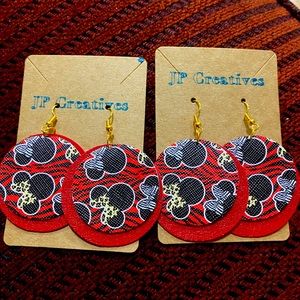 Homemade leather earrings.